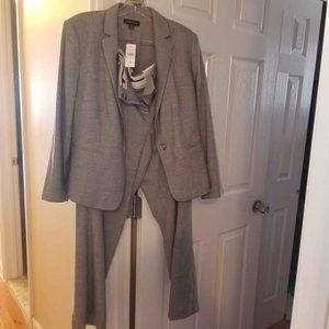 NWT Grey Ann Taylor Pant Suit- Size 12 blazer, Size 12P Petite Straight pants